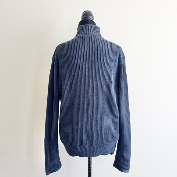 Men’s 90s Vintage Express Ribbed Knit Quarter Zip Sweater Navy Large casual - Picture 3 of 7